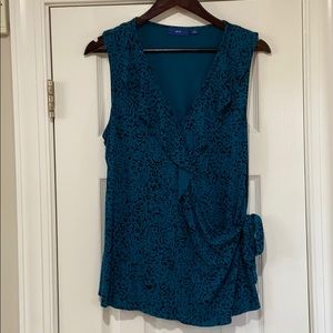 BOGO Apt 9 blue/black animal print side tie top